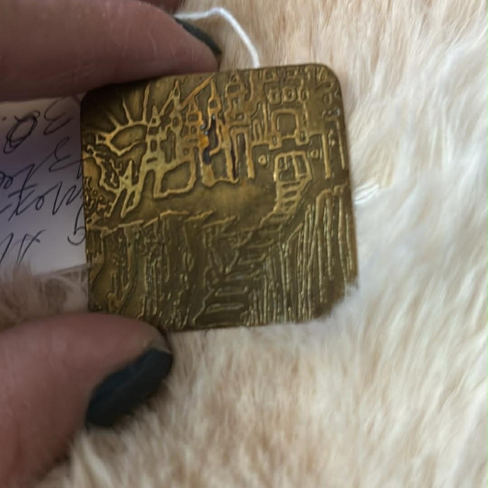 Vintage Mexican Aztec god Elegant brass Brooch